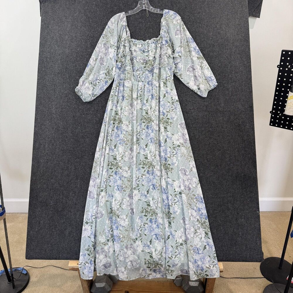 Baltic Born Pastel Floral Maxi Dress in Light Blue and Green